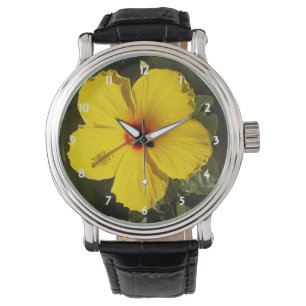 Gelbe Hibiskusblüte Armbanduhr