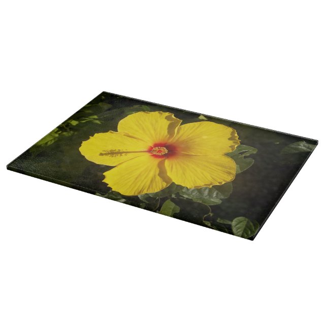 Gelbe Hibiskusblüte Schneidebrett (Ecke)