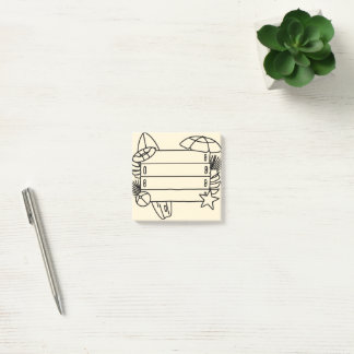 Gelbe Hintergrund-Sommer-Doodle-Post-it-Notizen  Post-it Klebezettel