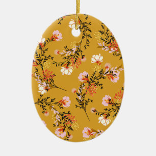 Gelbe Hintergrundblumen Keramik Ornament