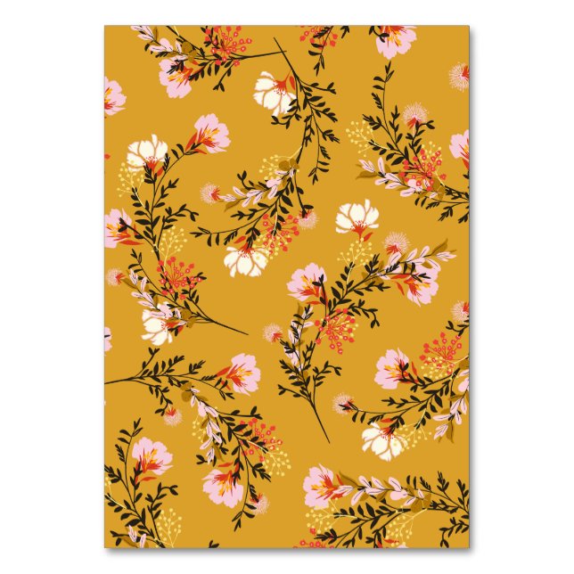 Gelbe Hintergrundblumen Tischnummer (Vorderseite)