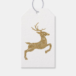 Gelbe Hirschform in Imitaten Glitzer mit Text auss Geschenkanhänger