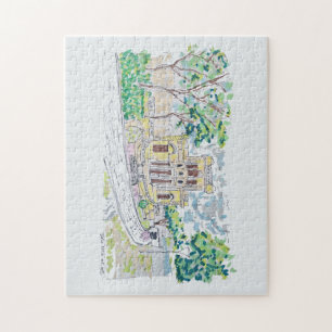 Gelbe historische Villa Puzzle