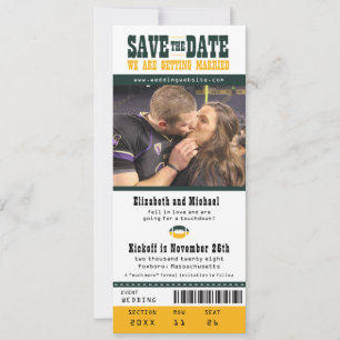 Gelbe Hochzeit retten Datum Fußball Ticket Save The Date