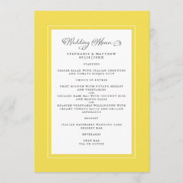 Gelbe Hochzeitsstimmung - moderne schicke Grenzen Menükarte