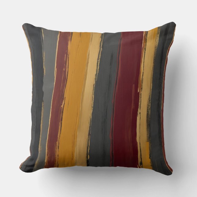 Gelbe Holzkohle und graue Streifen Kissen (Vorderseite)