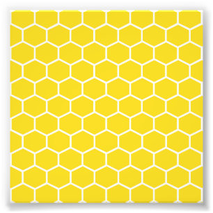 Gelbe Honeycomb Geometric White Lines Bumblebee Fotodruck