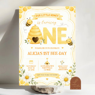 Gelbe Honig-Daisy First-Bee-Day-Einladung Einladung