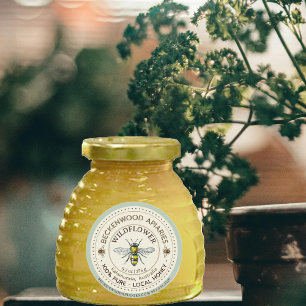 Gelbe Honigbiene Label Beekeeper Blue Border Runder Aufkleber