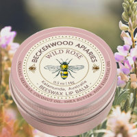 Gelbe Honigbiene Lip Balm Etikett Rose Grenze