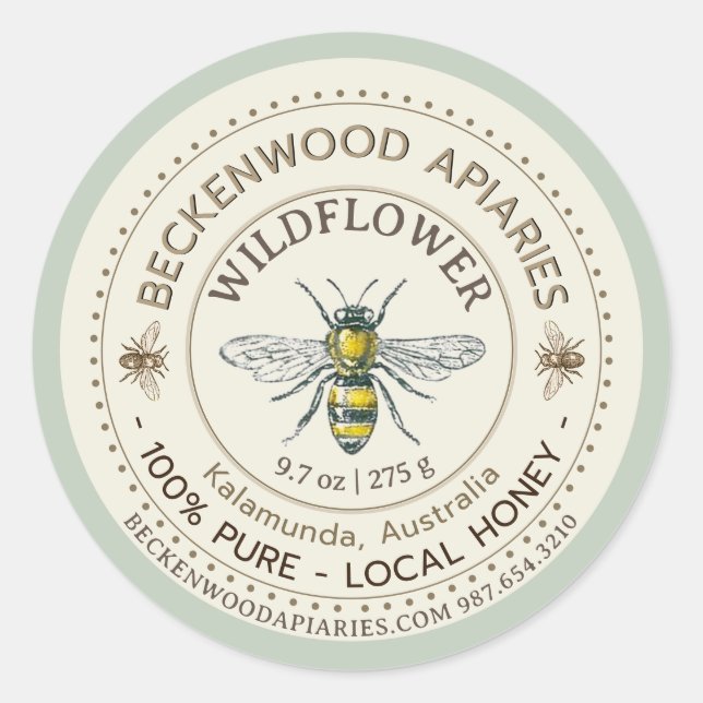Gelbe Honigbiene Runder Aufkleber (Vorderseite)