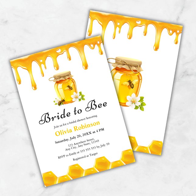 Gelbe Honigbräune zum Brautparty Biene Einladung (Yellow Honey Bride to Bee Bridal Shower Invitation )