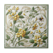 Gelbe Honigsuckle und Blume Dekorative Tile-1