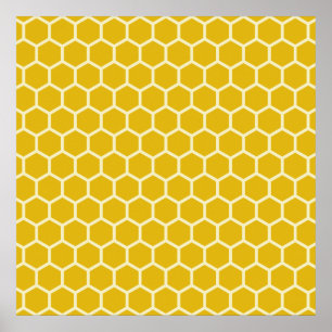 Gelbe Honigwabe Bienenstock Hexagonal Muster Poster
