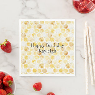 Gelbe Honigwabe Geburtstag Serviette