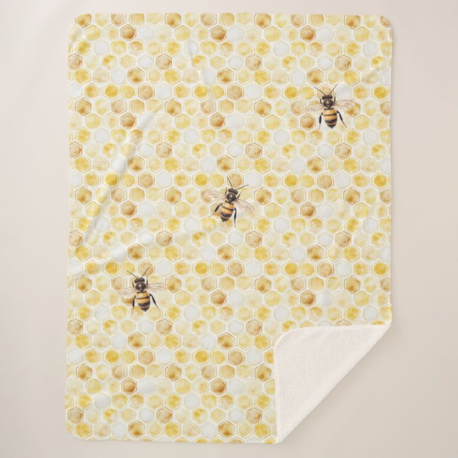 Gelbe Honigwabe Geburtstag Sherpadecke (Vorderseite)