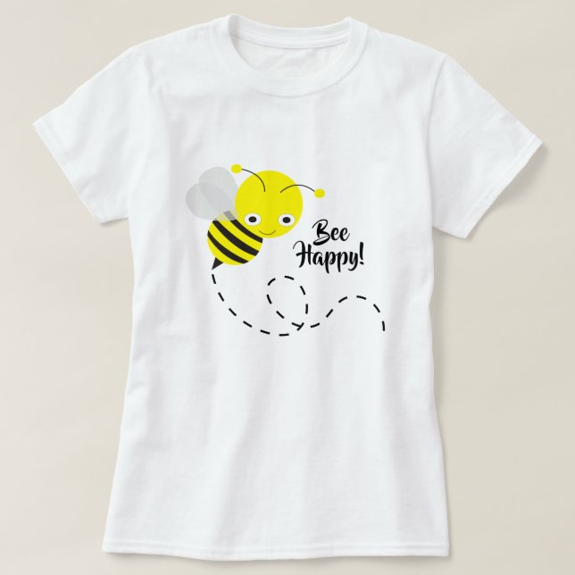 Gelbe Hummeln, Bee Happy! T-Shirt (Design vorne)