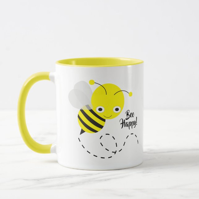 Gelbe Hummeln, Bee Happy! Tasse (Links)