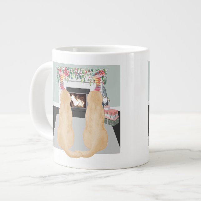 Gelbe Hunde in der Weihnachtsszene Jumbo-Tasse (Vorderseite Links)