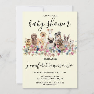 Gelbe Hunde Pet Family Feier Babyparty Einladung
