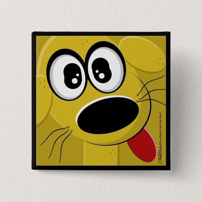 Gelbe Hundegesicht Button (Vorderseite)