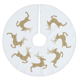 Gelbe Imitate Glitzer Textur Springen Hirsche Form Polyester Weihnachtsbaumdecke