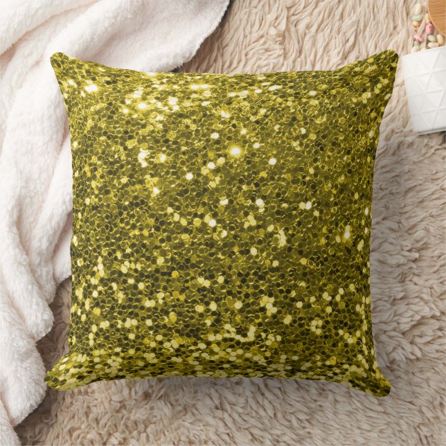 Gelbe Imitate Sequin Glitzer Throw Kissen (Decke)