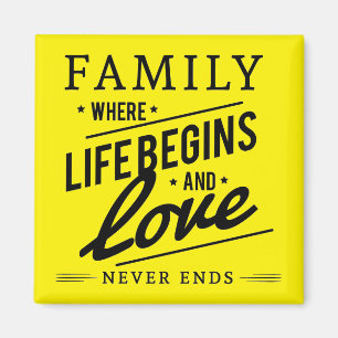 Gelbe Inspirierende Typografie-Familien-Quote Magnet