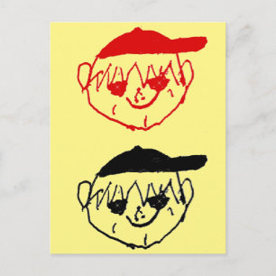 Gelbe Jungs mit Baseballkappen Party Postkarte