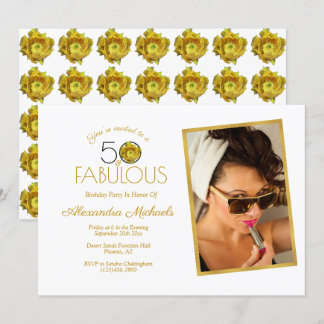 Gelbe Kakteen Blume Black & Gold 50 & Fabulous Einladung