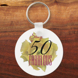 Gelbe Kaktus Blume 50 und fabelhafter Geburtstag Schlüsselanhänger