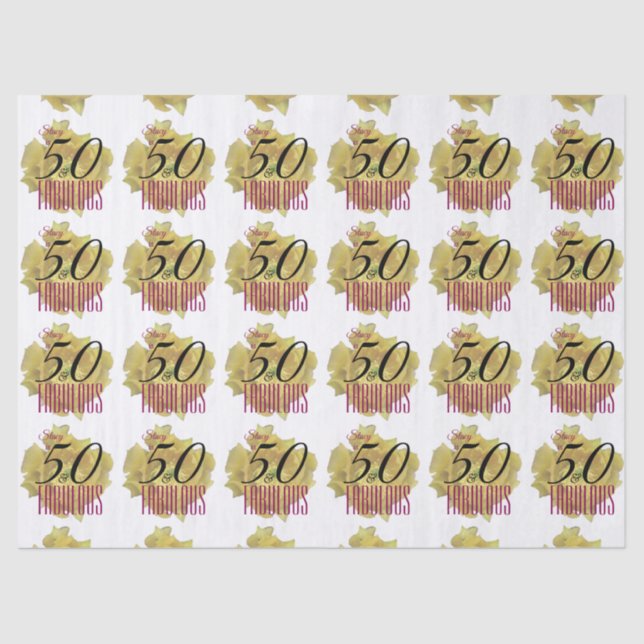 Gelbe Kaktus Blume 50 und fabelhafter Geburtstag Seidenpapier (Vorderseite)