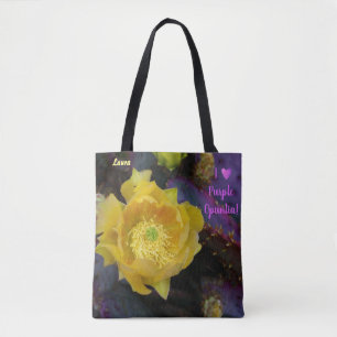 Gelbe Kaktus Blume / Lila Prickly Birne / AZ /