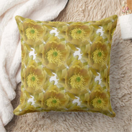 Gelbe Kaktus Blume Wiederholung Muster auf Weiß 1 Kissen