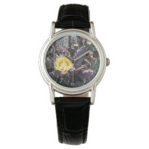 Gelbe Kaktusblüte Armbanduhr