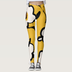 Gelbe Kamelie, skizzenhaft, blumenreich Vintag. Leggings