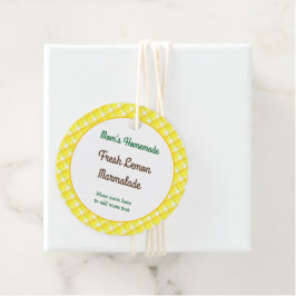 Gelbe Karierte Karo bearbeitbar Retro Geschenkanhänger