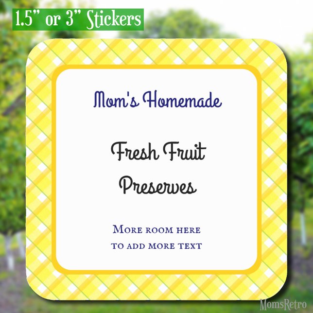 Gelbe Karierte Karo bearbeitbar Retro Quadratischer Aufkleber (Von Creator hochgeladen)