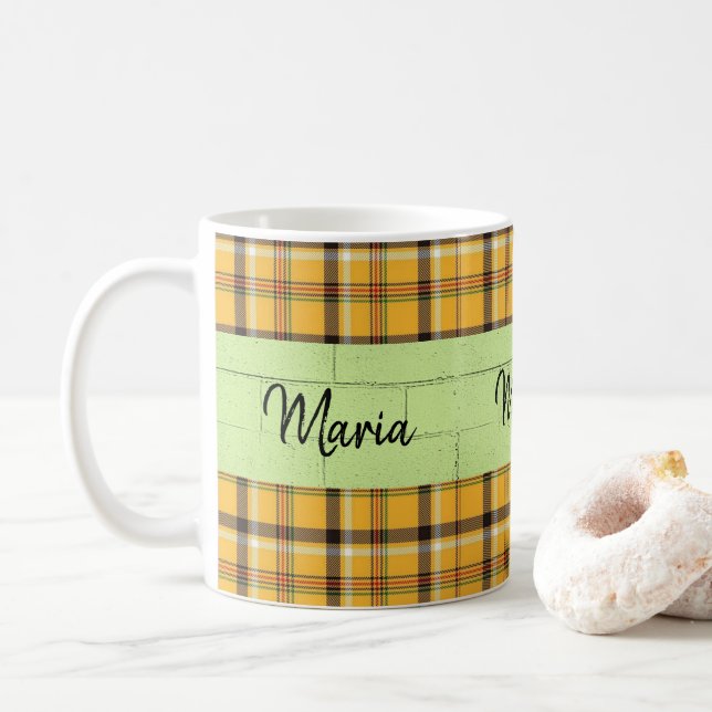 Gelbe Karierte Tasse (Mit Donut)