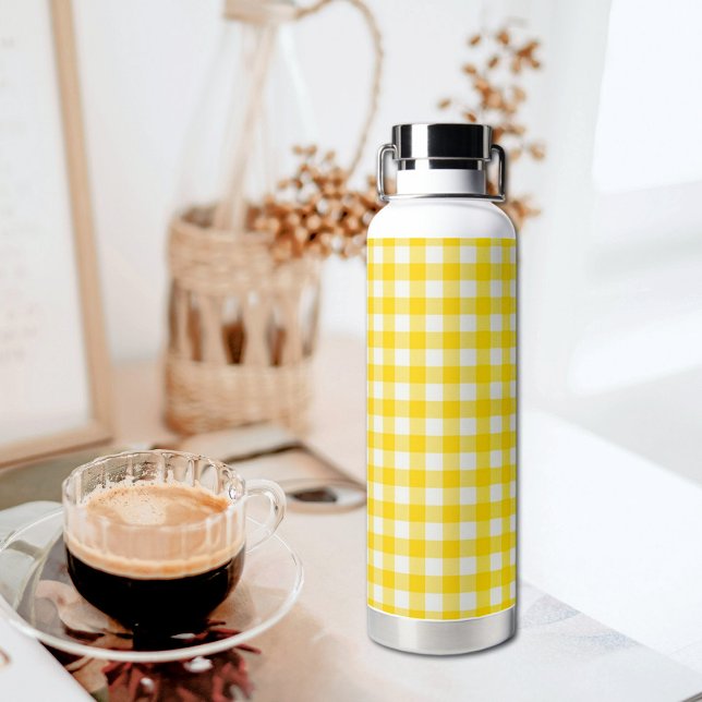 Gelbe Karo-Muster-Wasserflasche Trinkflasche (Von Creator hochgeladen)