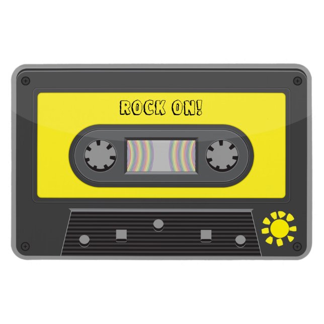 Gelbe Kassette mit Regenbogenmagnetband Magnet (Horizontal)