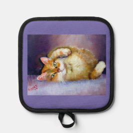 Gelbe Kätzchen-Mitt und Töpfhalter Topflappen