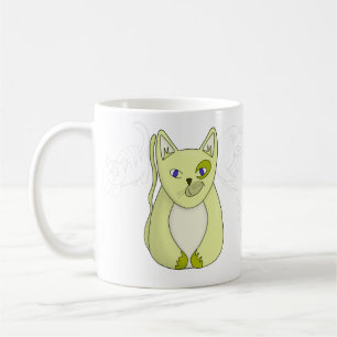 Gelbe Katze mit scheußlichem Lächeln Kaffeetasse