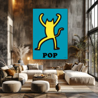 Gelbe Katze Pop Kunst Bold Cartoon Silhouette