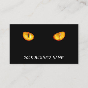 Gelbe Katzen Augen, schwarze Visitenkarte
