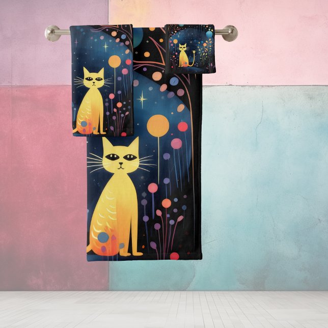 Gelbe Katzen Badhandtuch Set (Von Creator hochgeladen)
