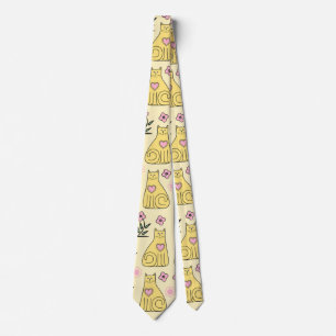 Gelbe Katzen Krawatte