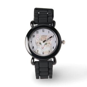 Gelbe Katzenmalerei - Niedliche Original Katzenkun Armbanduhr