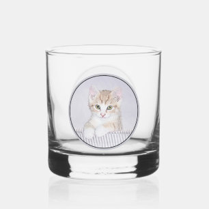 Gelbe Katzenmalerei - Niedliche Original Katzenkun Whiskyglas
