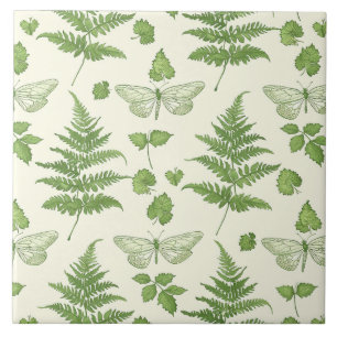 Gelbe Keramik mit botanischer Fern-Design Fliese